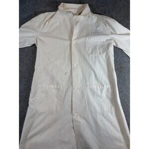 Vintage 50s Industrial Lab Coat Mens Small White Workwear Jacket Utility Uniform